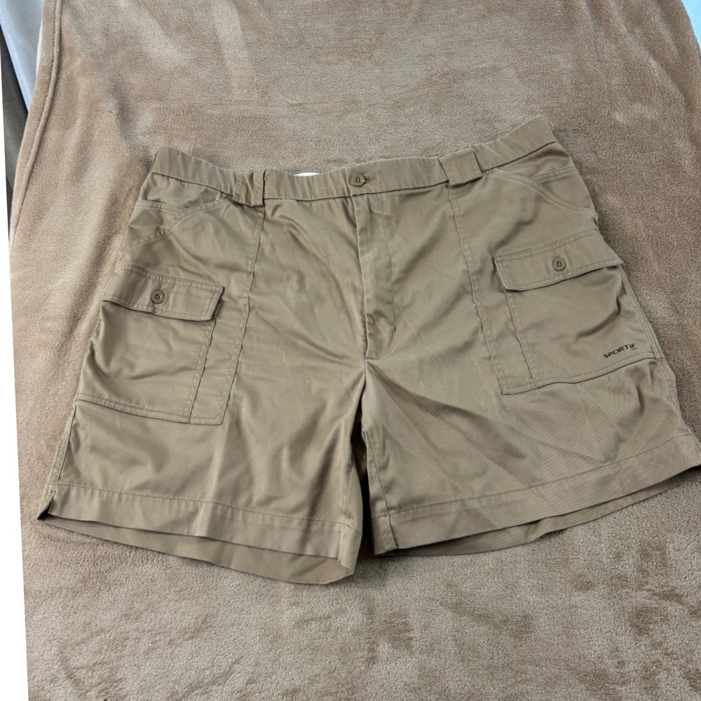 Sportif USA stretch‎ cargo shorts Mens 46 Beige Good Condition Minor Stain